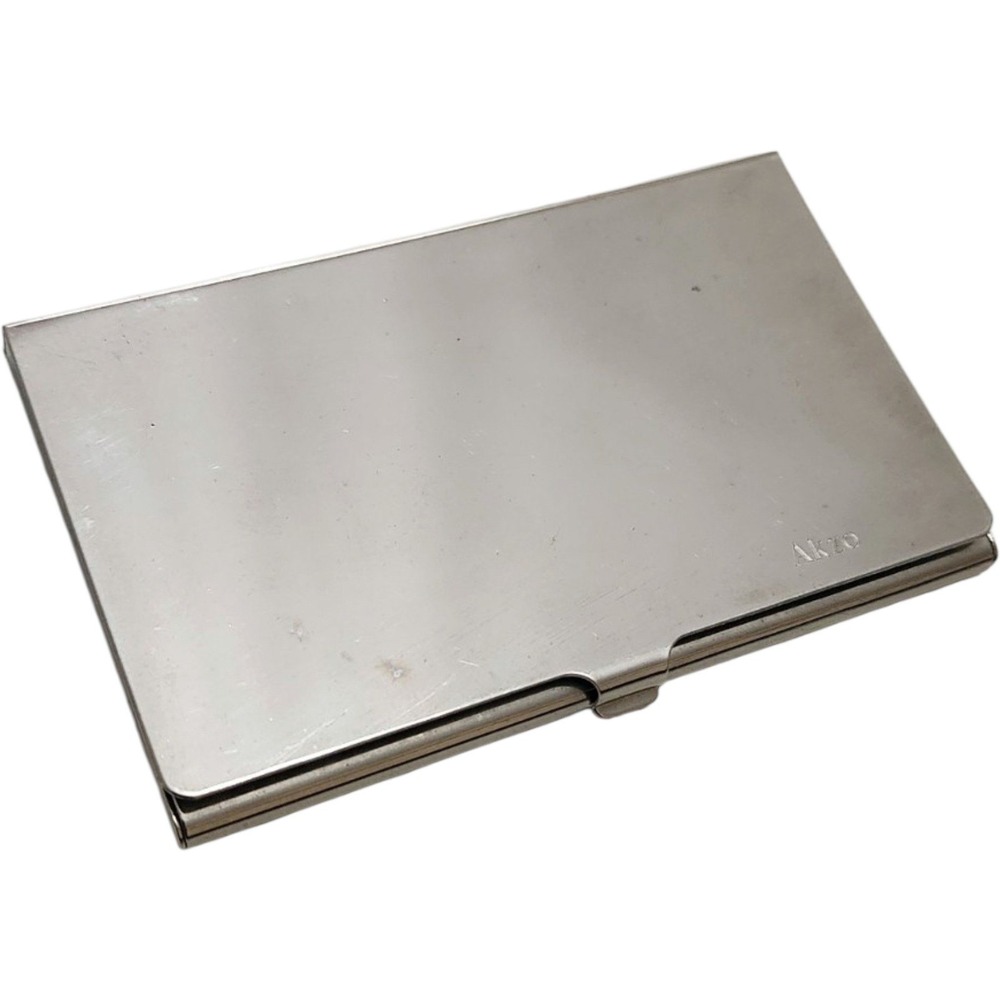 Tiffany & Co Silver Plate Business Card Case Holder Akzo Engraved Minimalist